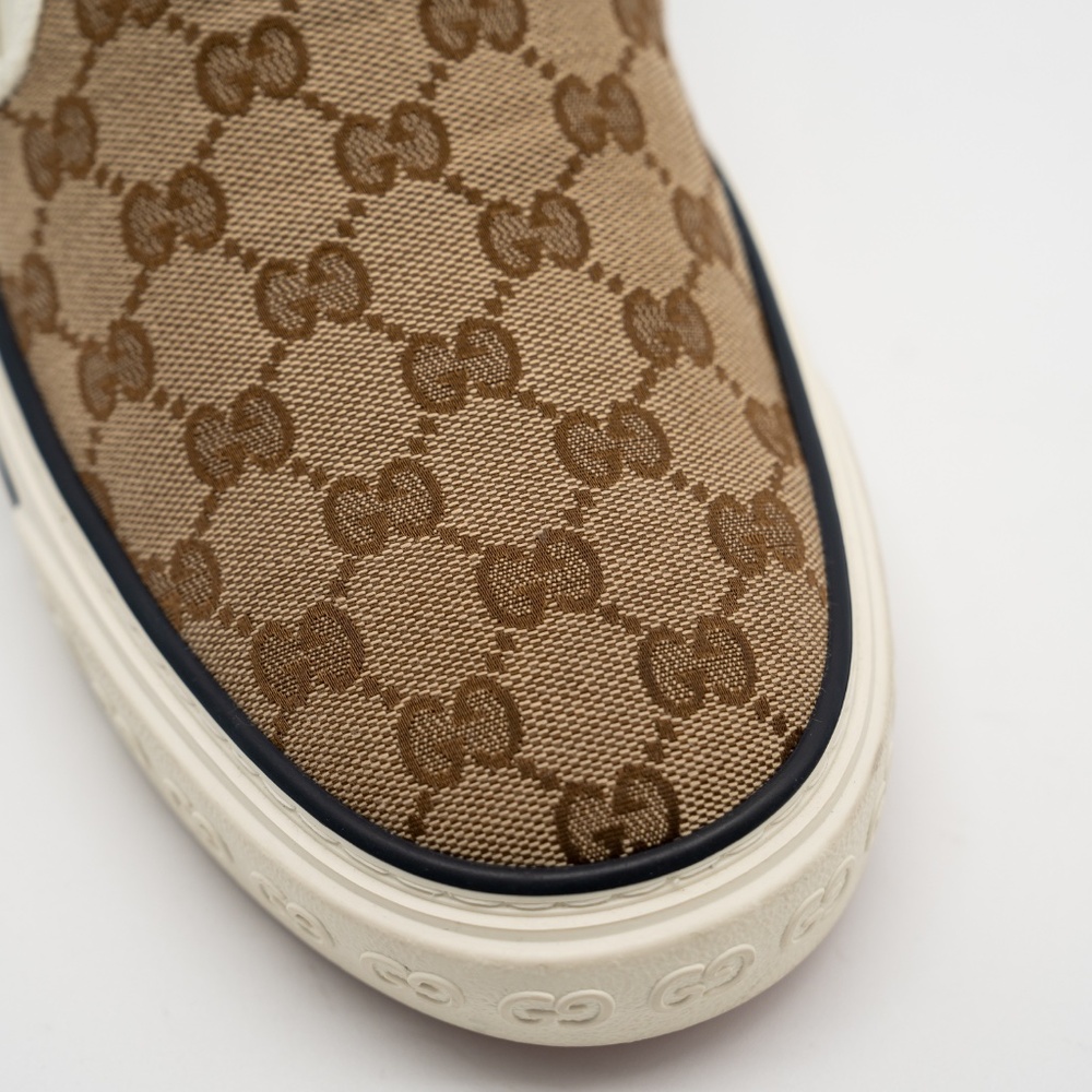 size 12.5G 13 US Gucci Tennis Slip On Canvas GG Brown Beige - Picture 7 of 10